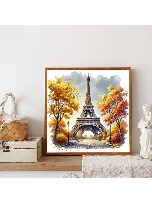 5D DIY полный круг алмазная живопись Эйфелева башня 30х30см, 30x30 см, фото 6