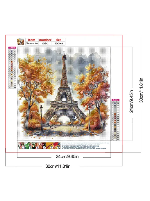 5D DIY полный круг алмазная живопись Эйфелева башня 30х30см, 30x30 см, фото 8