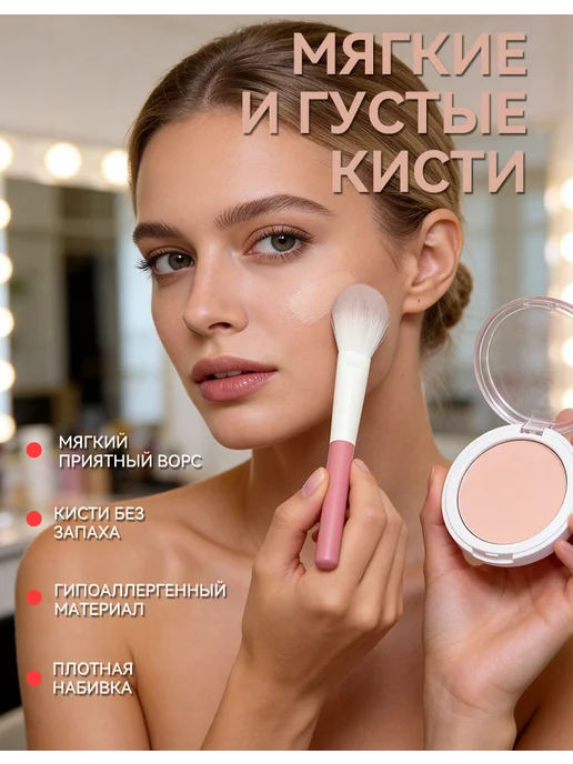 Набор кистей для макияжа 12 шт с чехлом, 12 шт, фото 3