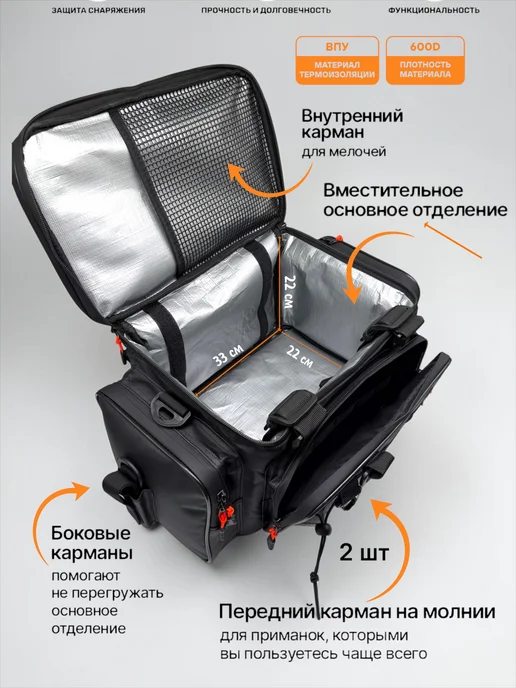 TriFonFish Сумка для рыбалки, черный, фото 4