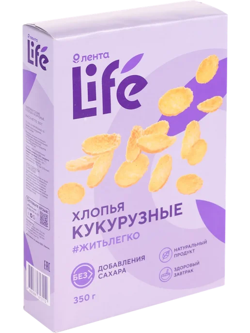 Готовый завтрак ЛЕНТА LIFE Хлопья кукурузные без сахара, вариант, фото 3
