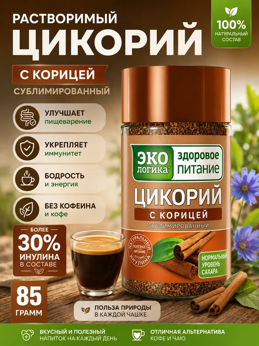 Экологика Здоровое Питание Цикорий Экологика сублимированный с Корицей 85г, 85 г