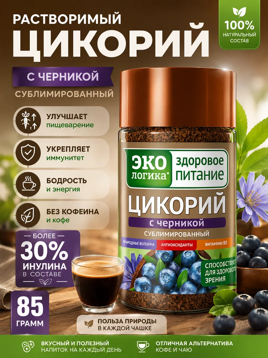Цикорий Экологика сублимированный с Черникой 85г