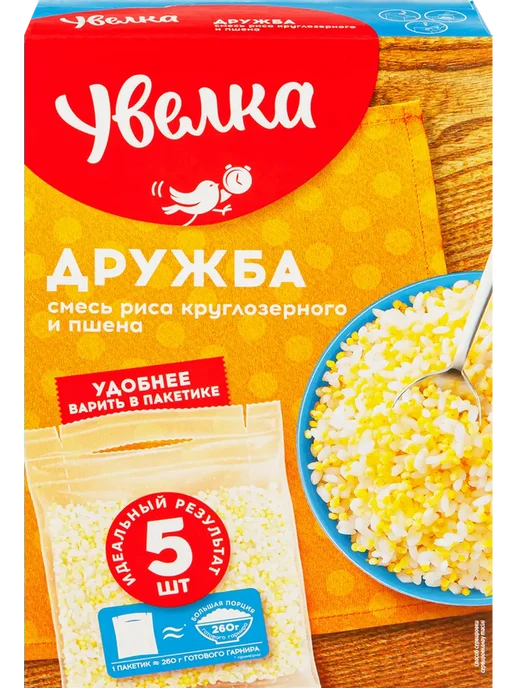 Крупа УВЕЛКА Дружба рис и пшено в пакетиках 400г, 400 г, фото 2