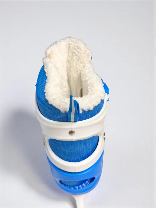 коньки раздвижные утепленные с мехом универсальные, голубой, фото 5