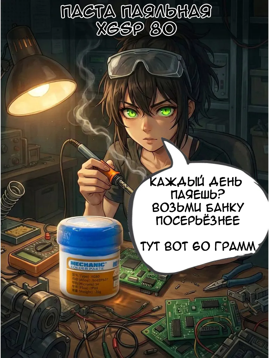 Паста паяльная Mechanic XGSP80 с флюсом для микросхем