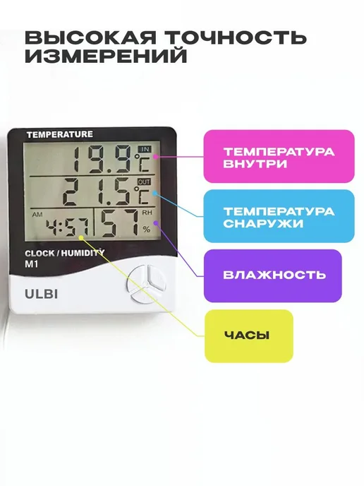 Метеостанция ULBI M1 с выносным датчиком, измерение влажност…, вариант, фото 7