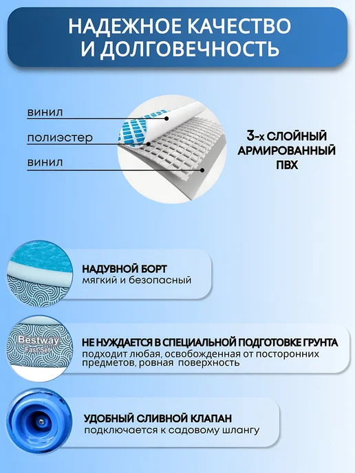 Bestway Бассейн надувной круглый 457х107 см с фильтр-насосом, надувной круглый фильтр-насосом, фото 4