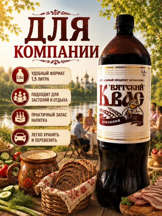 Великая Русь Квас Хлебный 1,5 л х 6 бутылок, пэт, 1,5 л, фото 2