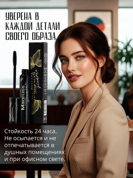 MagRuss Тушь для ресниц черная объемная удлиняющая для макияжа, черный, фото 7