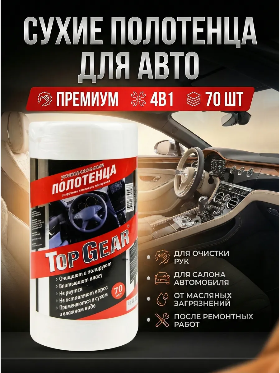 Сухие салфетки автомобиля в салон TOP GEAR