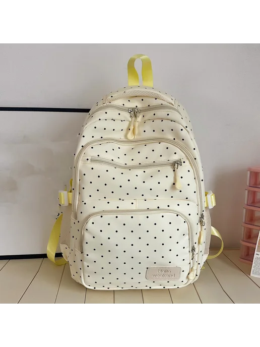 3 в 1 рюкзак для детей nylon в горошек, для школы, бежевый, фото 3