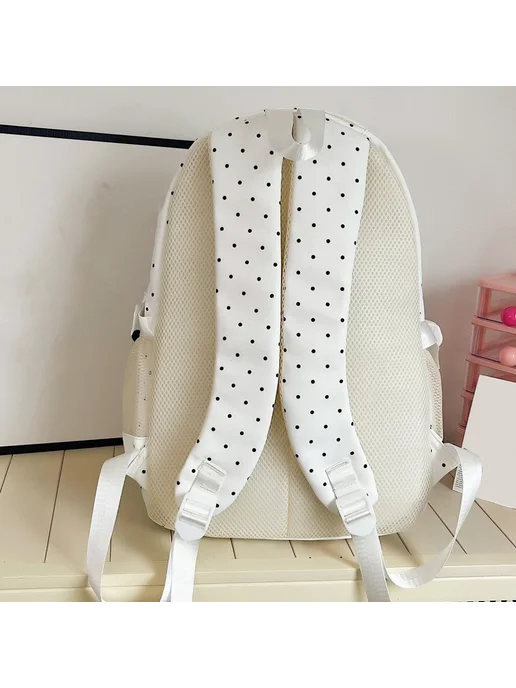 3 в 1 рюкзак для детей nylon в горошек, для школы, белый, фото 6