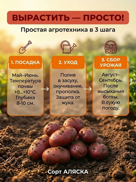 Картофель семенной на посадку сорт Аляска, 2 кг, 2 кг, фото 3