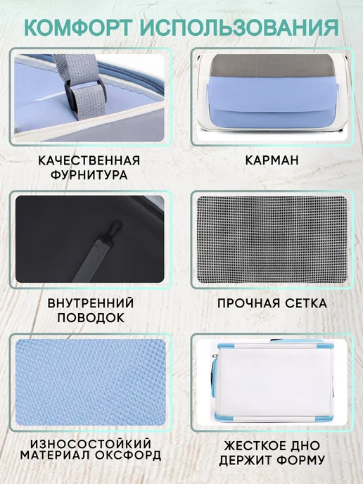 Petsvy Переноска для кошек и собак, голубой, фото 4