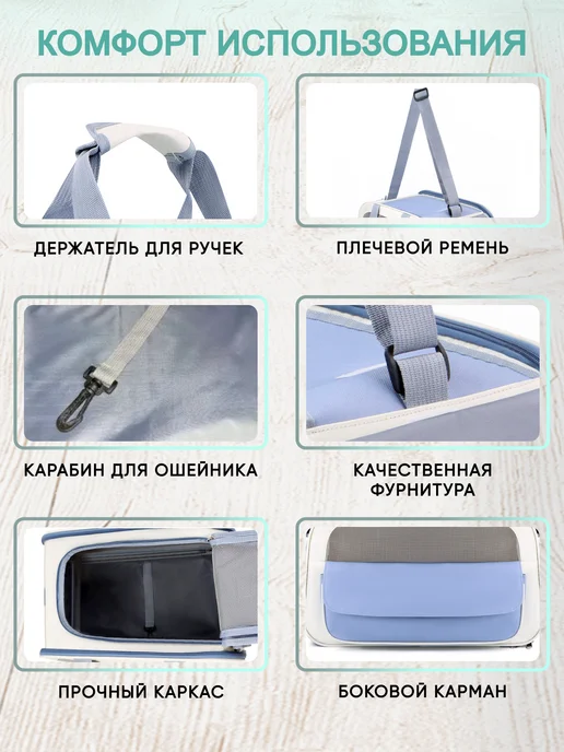 Petsvy Переноска для кошек и собак, голубой, фото 5