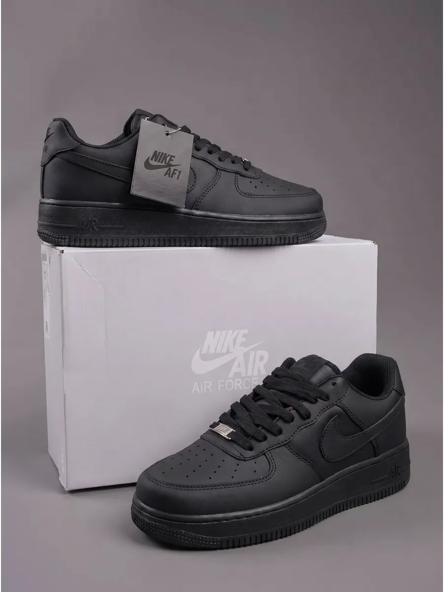 Кроссовки air force 1 черные форсы для школы Nike. Цвет черный.