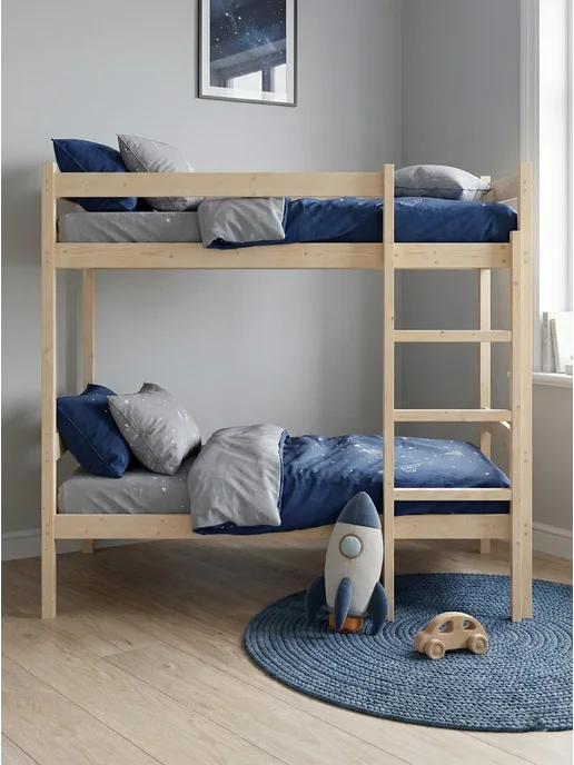 Lunari Home Кровать двухъярусная деревянная для детей подростков 90х180, 70x200, фото 3