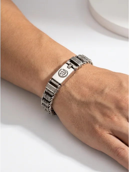 Harmony Jewelry Браслет мужской на руку с гравировкой мусульманский, серый, фото 7