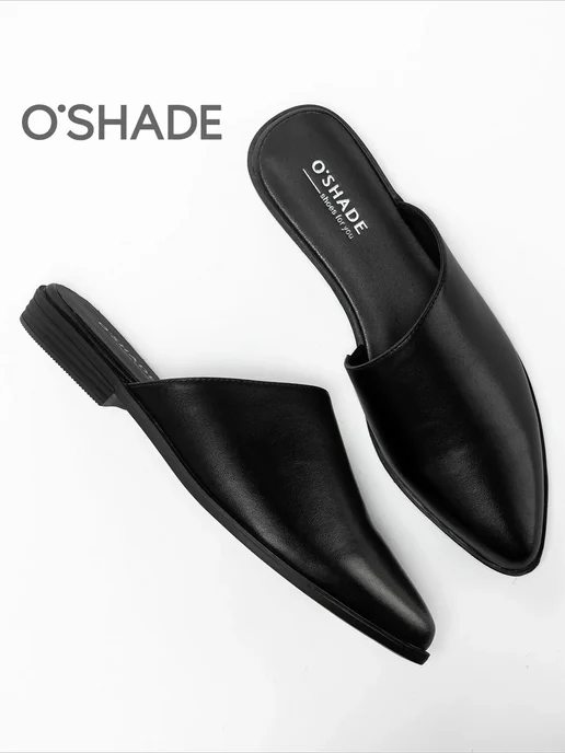 O`SHADE Мюли на низком каблуке женские натуральная кожа черные, черный, фото 3