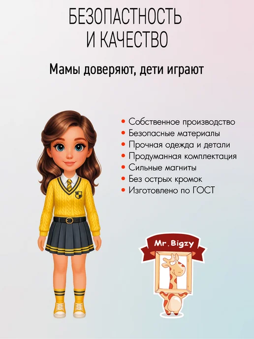 Mr. Bigzy Кукла магнитная игрушка набор одежды аксессуар, розовый, фото 2