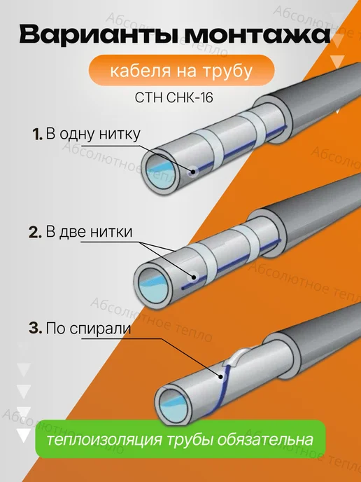 Абсолютное тепло Греющий кабель саморегулирующийся, 3м, 7 м, фото 5