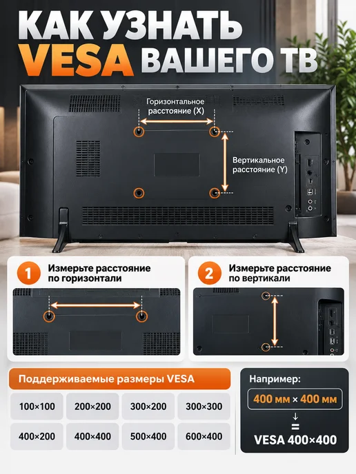 AMISSA Кронштейн для телевизора на стену фиксированный 32"-75", черный, фото 3