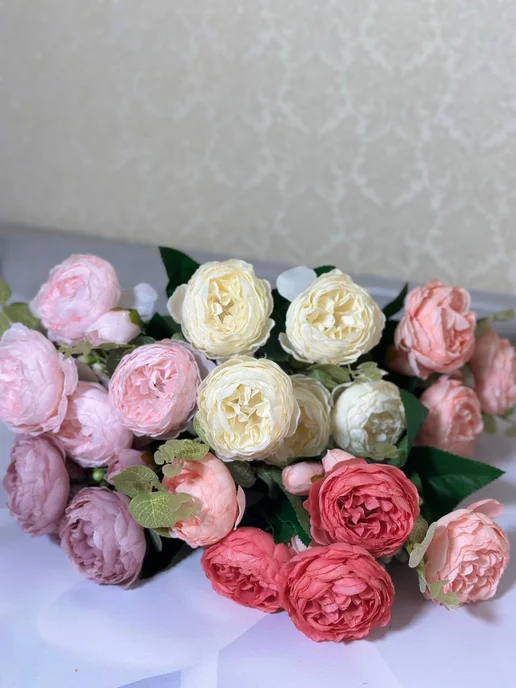 REIBIN Искусственные цветы пионы, белый