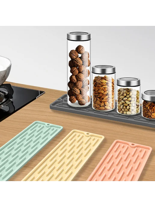 Силиконовая коврик для кранов нескользящая, черная, белый, фото 4