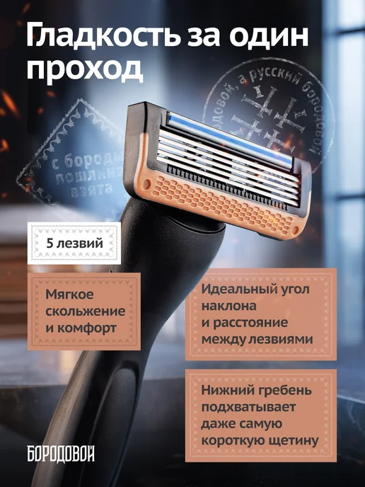 БОРОДОВОЙ Станок для бритья со сменными кассетами, черный, фото 2