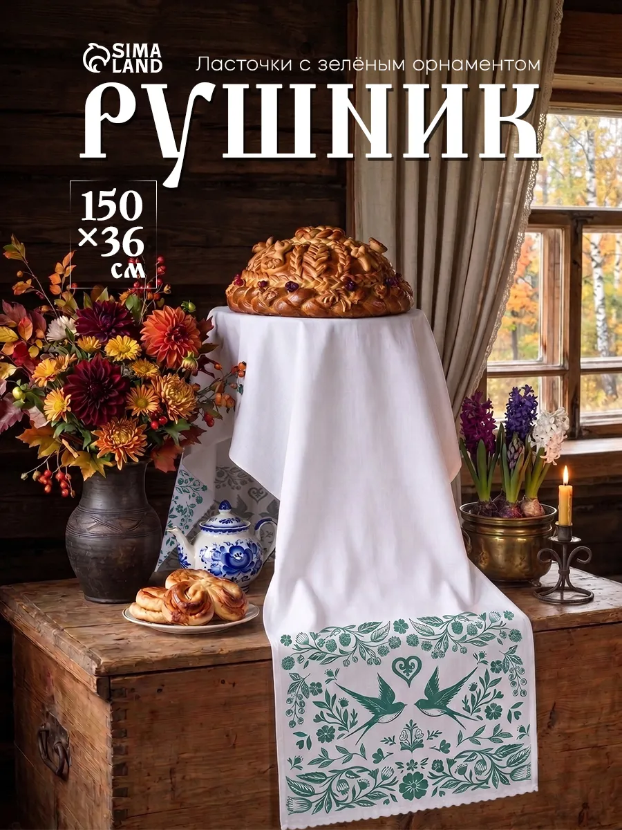 Рушник русский народный орнамент 150х36 см