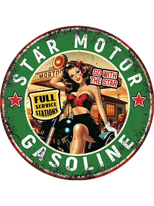Garage Girl винтажный металлический плакат 30x30см, 30x30 см