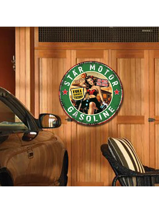Garage Girl винтажный металлический плакат 30x30см, 30x30 см, фото 6