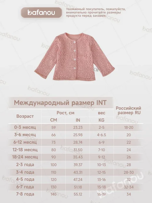 Bafanou Ажурный детский кардиган для девочки, розовый, фото 2
