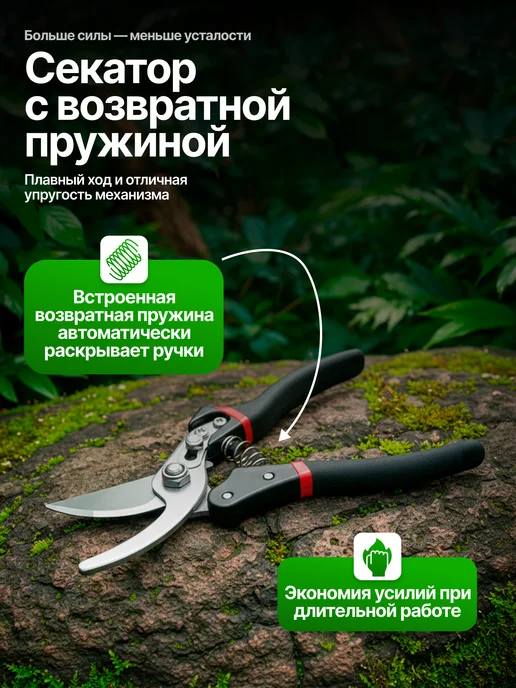 Секатор садовый ручной, черный, фото 5