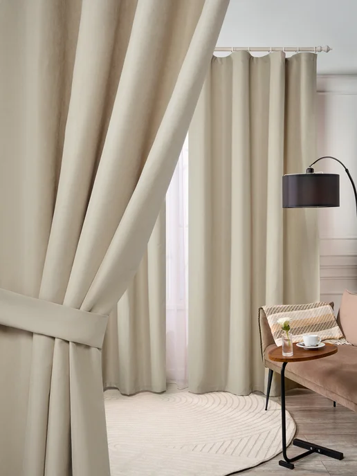Adera Decor Шторы для комнаты и спальни 230 на 150 см, бежевый, фото 6