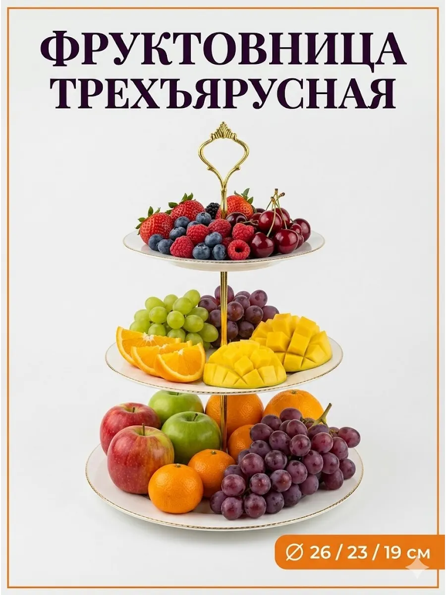Фруктовница трехъярусная этажерка конфетница
