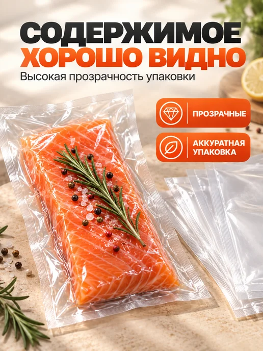 Маркет Пак Вакуумные пакеты 150х200 мм ПА ПЭ 70 мкм - 100 шт, 150x200 мм, 100 шт, фото 8