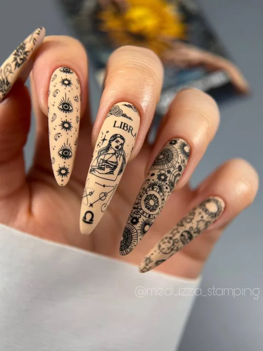 Meduzza Stamping Пластина для стемпинга Натальная карта 013, серый, фото 6