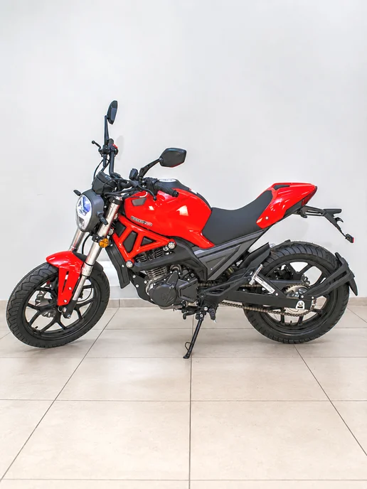 ТЕХНОМОТОРФ Мотоцикл VMC Monster Plus 250 RED с ЭПТС, бензиновый, красный, фото 2