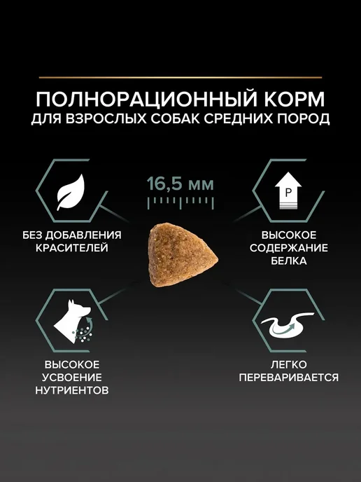 Сухой корм PRO PLAN Digestion По… для собак, взрослые, средние, чувствительное пищеварение, 14,4 кг, фото 4