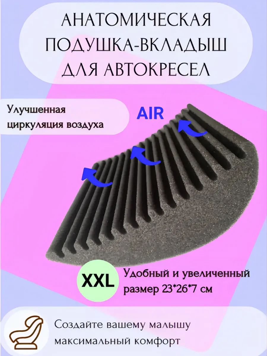 Вкладыш анатомический в автокресло серый