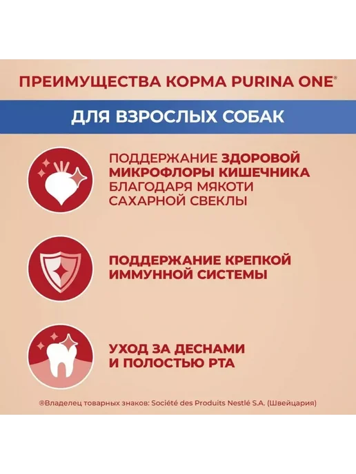 Сухой корм PURINA ONE для собак, взрослые, мелкие, говядина, 3,275 кг, фото 6