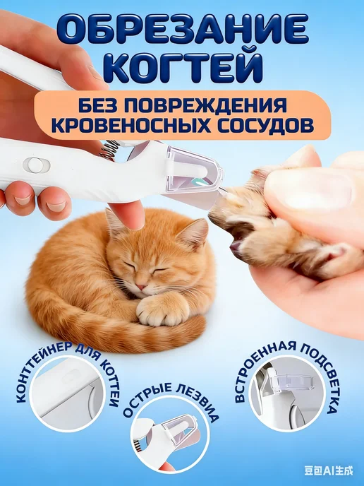 Когтерезка для кошек с ограничителем, белый