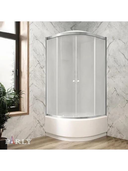PARLY Душевая кабина угловая 80x80 низкий поддон прозрачное стекло, 80x80, фото 5