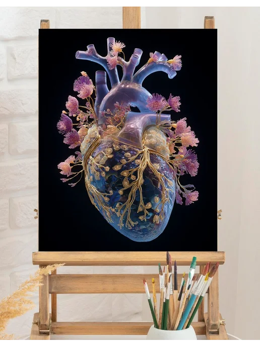 Art on Canvas Цветущее сердце Картина по номерам на холсте 40х50 см, 40x50 см