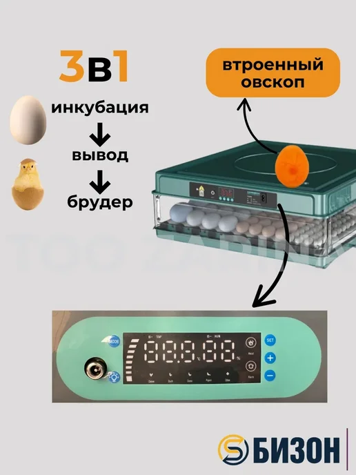 Инкубатор электрический автоматический на 130 яиц, голубой, фото 3