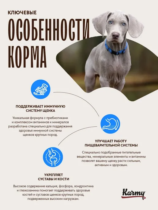 Сухой корм KARMY для собак, крупные, щенки, телятина, 14 кг, фото 2