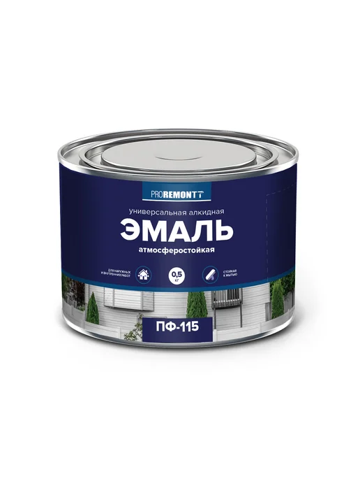 PROREMONTT Эмаль по дереву и металлу ПФ-115, Антрацит 0,5 кг, 0,5 кг, фото 2