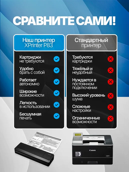 Xprinter Портативный беспроводной термопринтер А4 для телефона, черный, фото 4